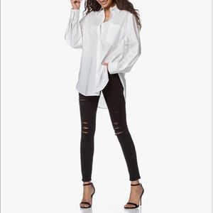 FRAME Le Skinny de Jeanne Ripped Jeans Film Noir